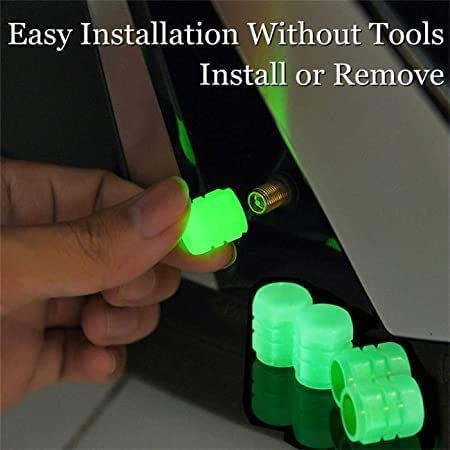 Car/Bike Wheel Tire Rim Air Valve Cap Radium Tyre Air Caps Cover Glow Radium Light Resistant Tire Pressure Caps, Universal for Car, Truck, Motorcycles, Bike (Green) - Image 2