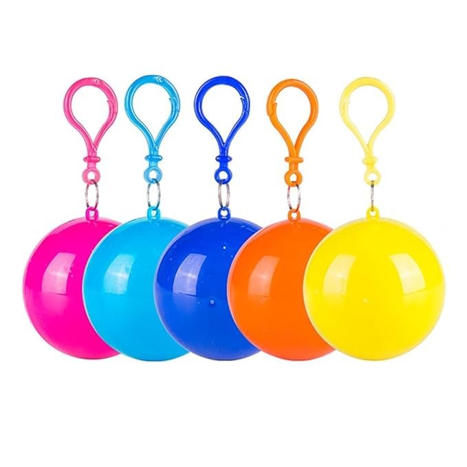 Disposable Emergency Raincoats, Colorful Rain Poncho with Hook Portable Ball
