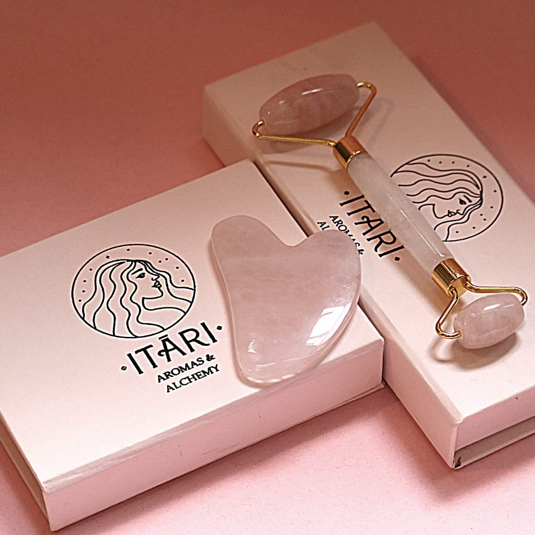 The Rose Quartz De-Puffing Face Roller is an incredible tool for inner + outer beauty. Facial rolling is relaxing and de-stressing. It has been a beauty ritual since ancient times - Image 2