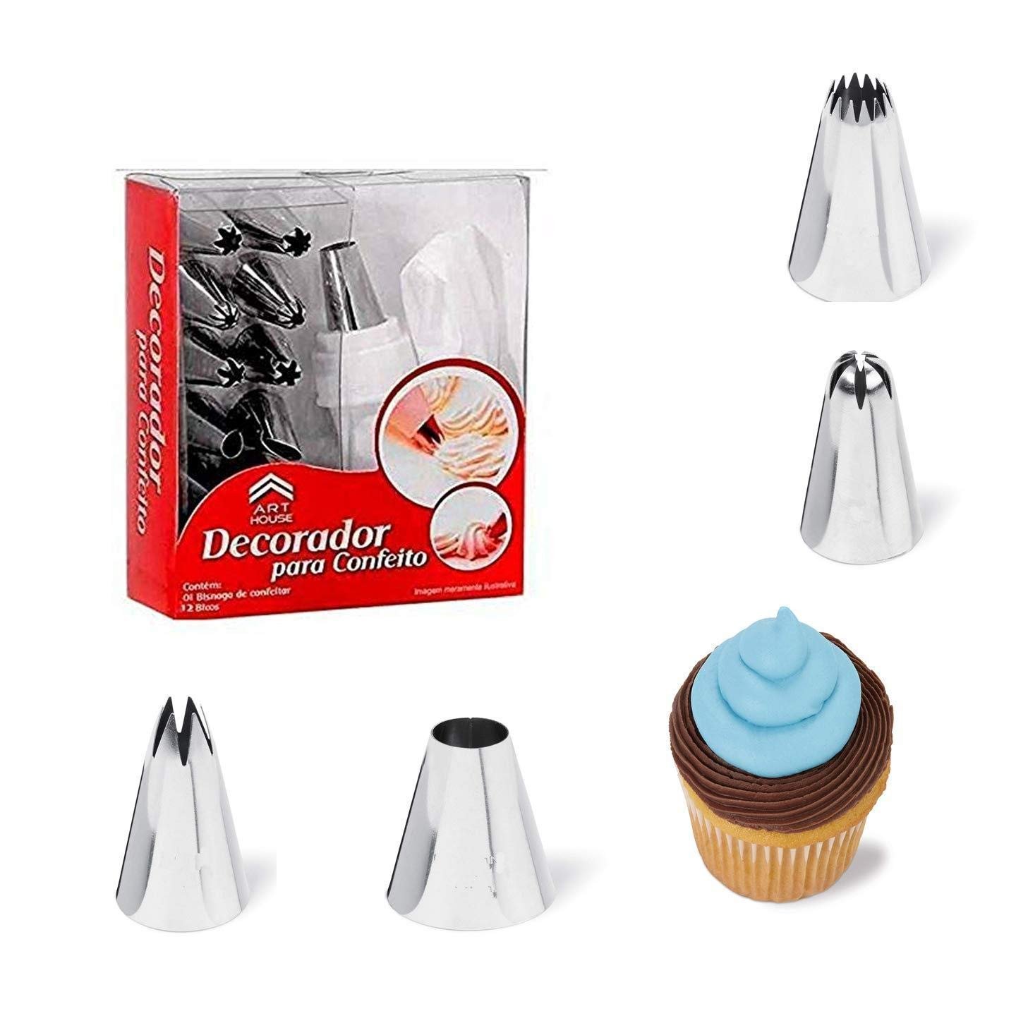 Cake 12 Piece Cake Decorating Set Frosting Icing Piping Bag Tips with Steel Nozzles