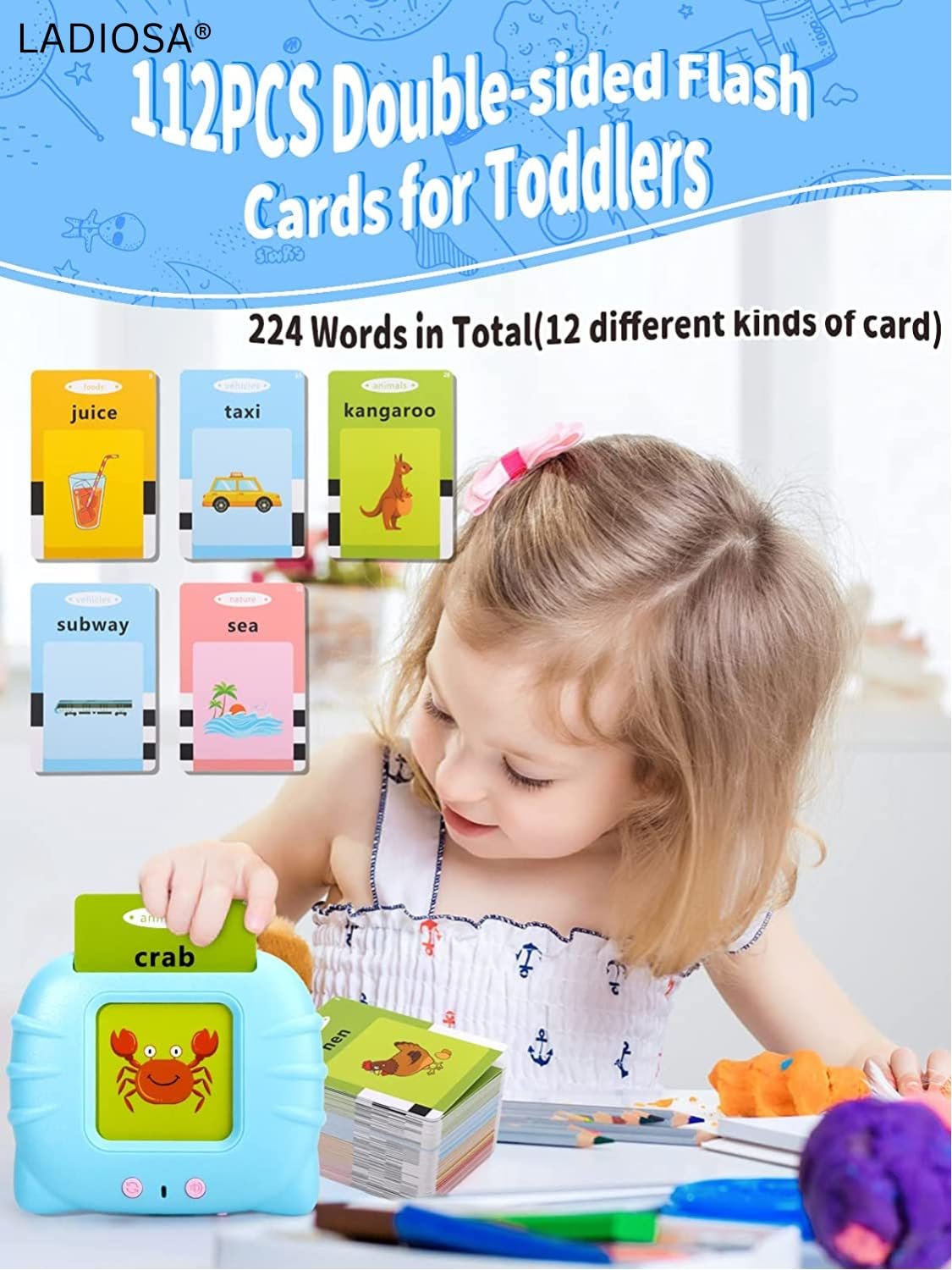 Talking Toys, Talking Flash Cards, Educational Toys for 2 3 4 Years Old Boy Girl, Talking Toy, Talking Flash Cards Learning Toys, Flash Cards for Babies, Flashcards| Mix Colors - Image 2
